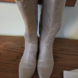 Crocodile Pattern Knee-High Boots